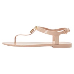 Louis Vuitton Beige Rubber Bikini Thong Flat Sandals Size 38