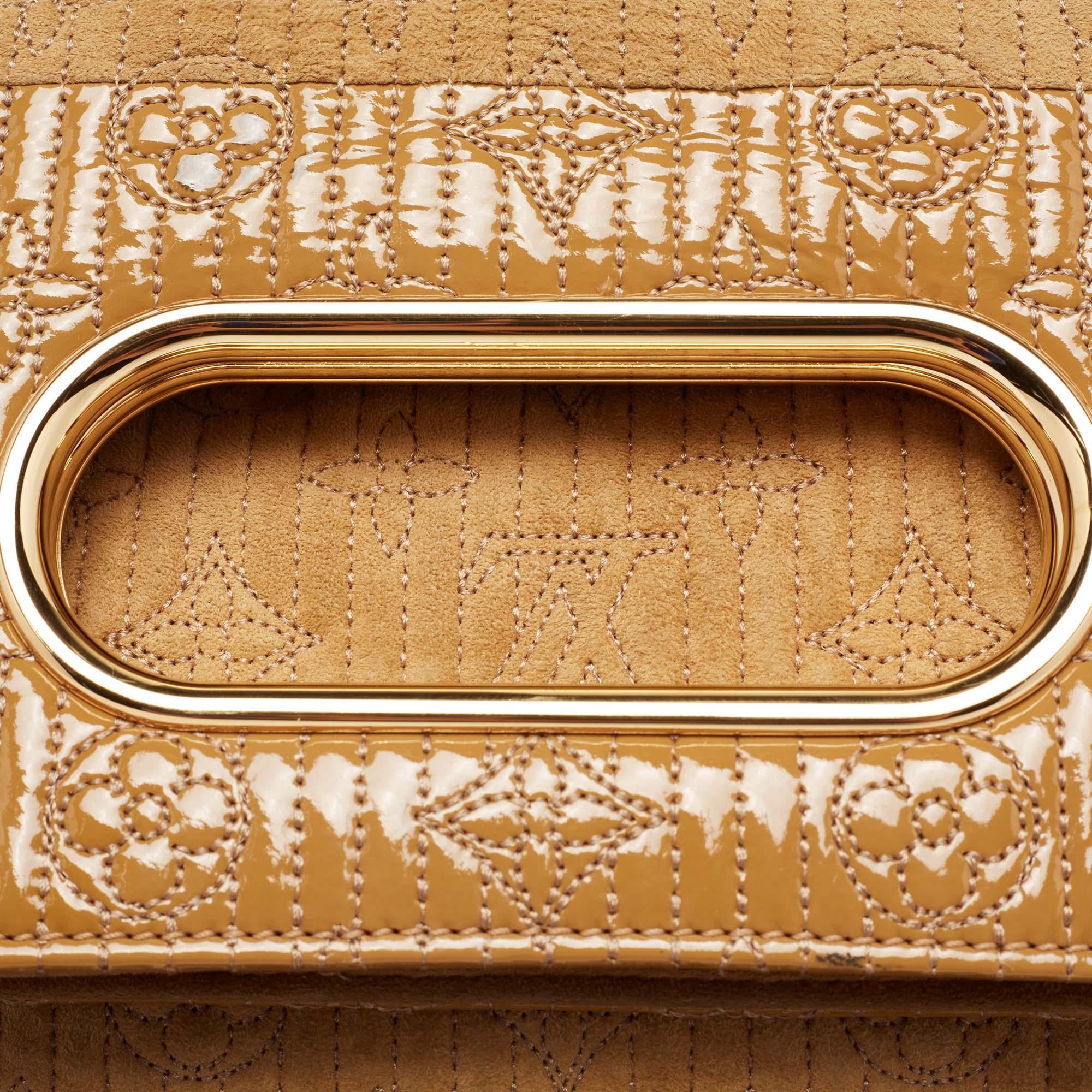 Louis Vuitton Beige/Safran Monogram Suede Patent Leather Motard Afterdark Clutch 6