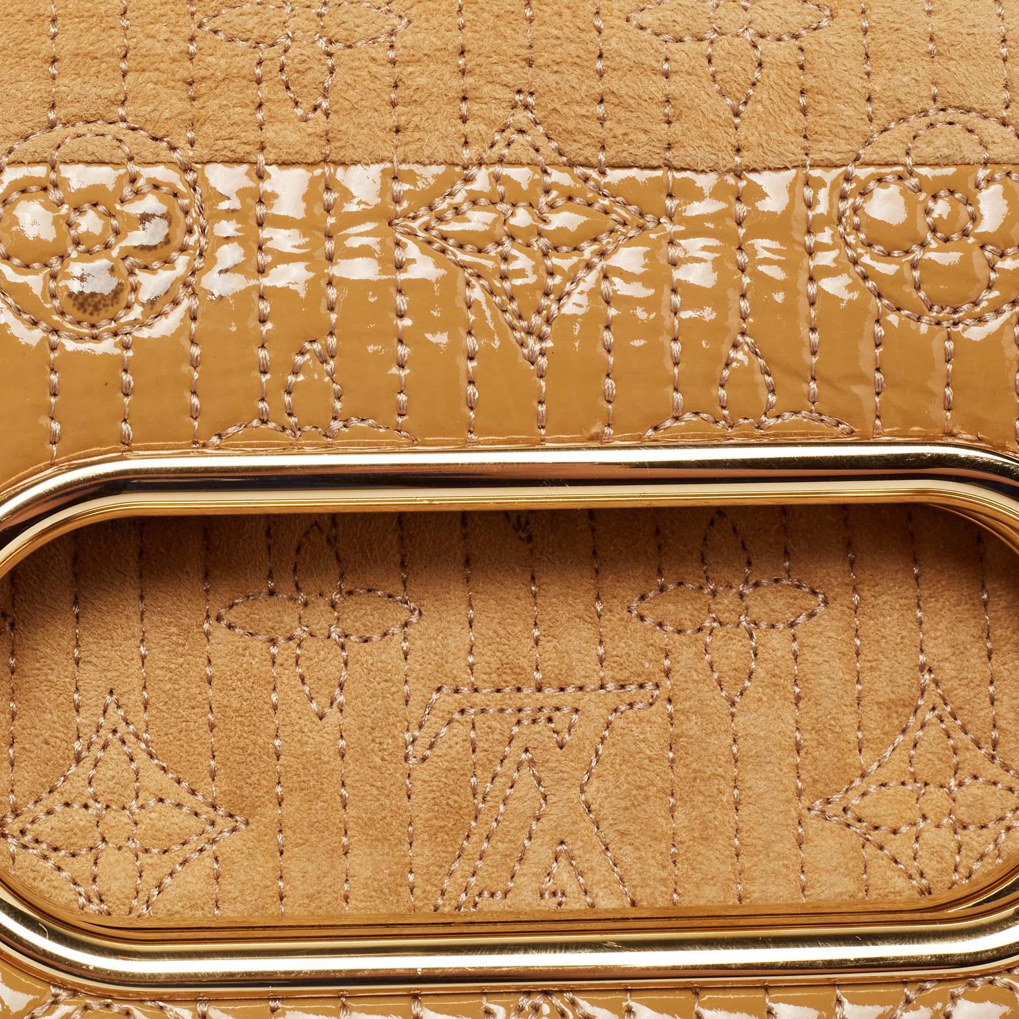 Louis Vuitton Beige/Safran Monogram Suede Patent Leather Motard Afterdark Clutch 7