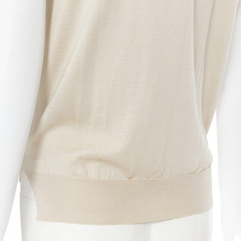 LOUIS VUITTON beige silk cotton knit gold chain necklace pullover top XS For Sale 4