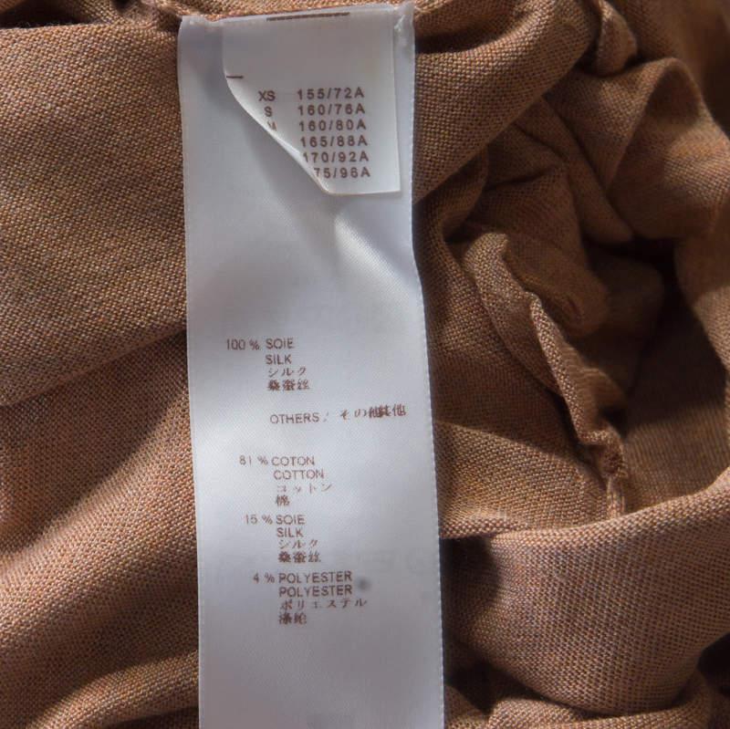 Beigefarbenes Polo-T-Shirtkleid von Louis Vuitton aus Seidenstrick mit Blumen- und Perlenapplikationen, L im Angebot 1