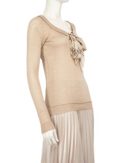 Louis Vuitton Beige Silk Neck Scarf Top Size M