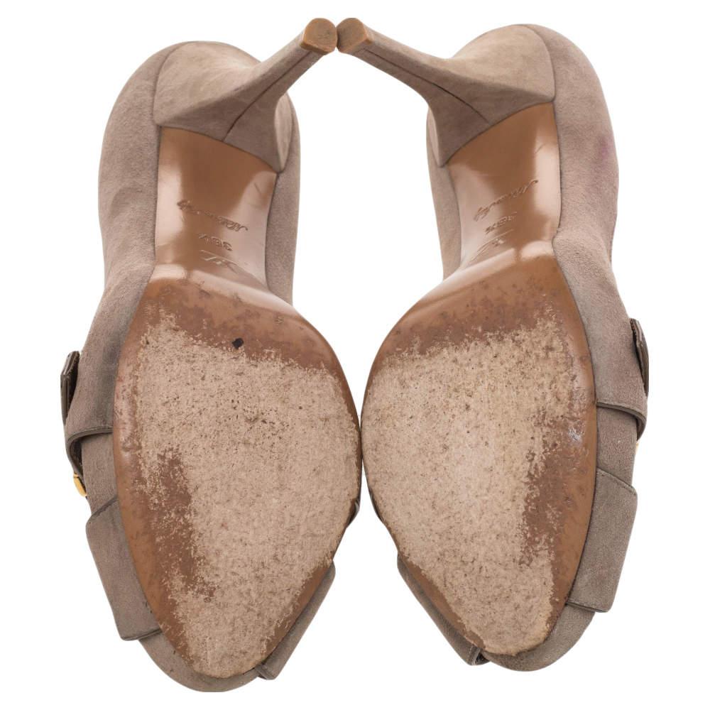 Louis Vuitton Beige Suede Criss Cross Peep Toe Pumps Size 36.5 3