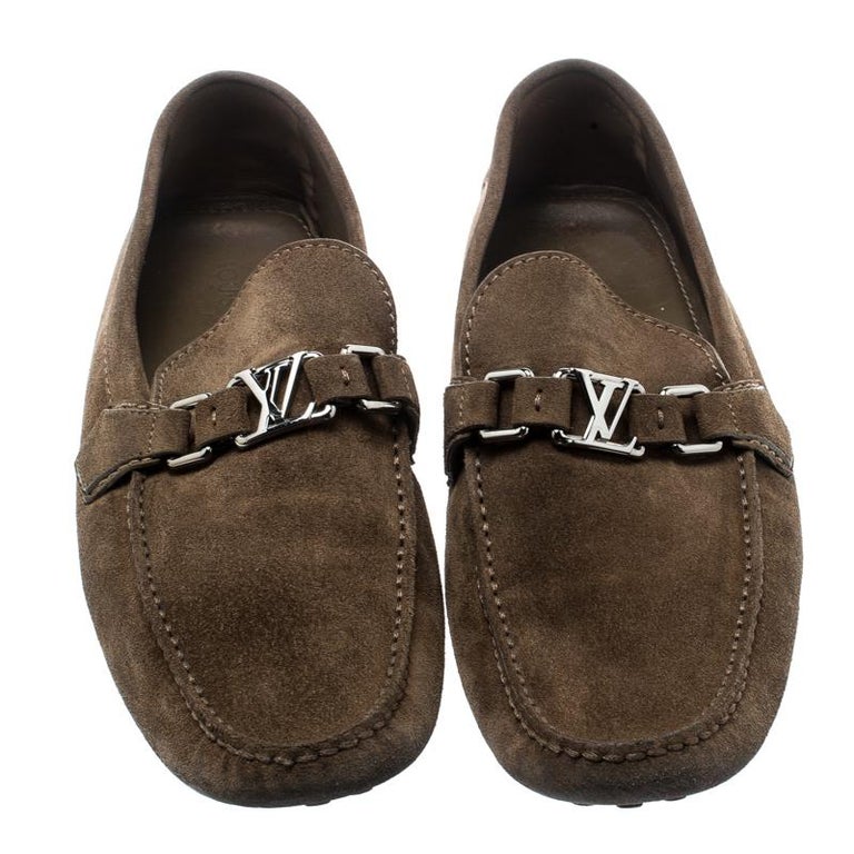 Louis Vuitton Beige Suede Hockenheim Loafers Size 43 For Sale at 1stDibs