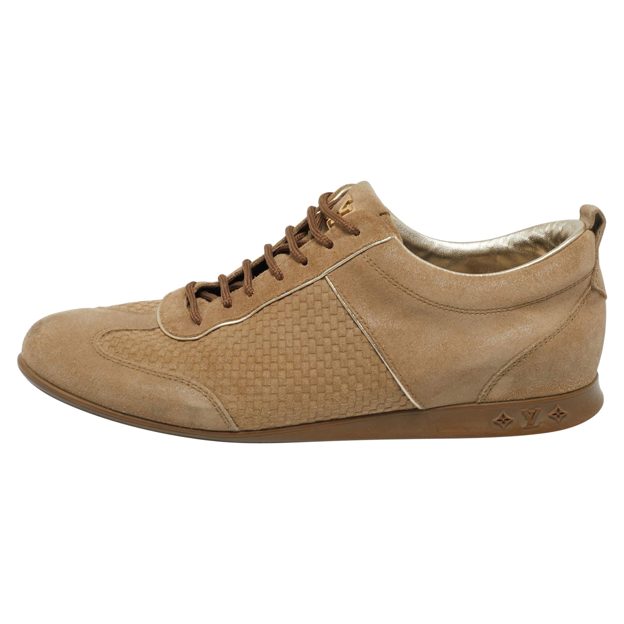 Louis Vuitton Beige Suede Low Top Sneakers Size 36.5