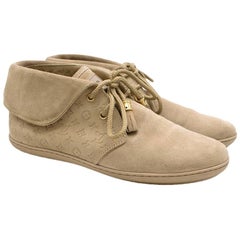 Louis Vuitton Beige Suede Monogram Moccasin Boot - Size EU 37