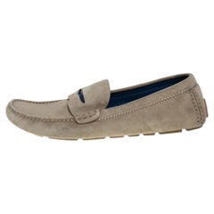 Louis Vuitton Beige Suede Penny Slip On Loafers Size 43
