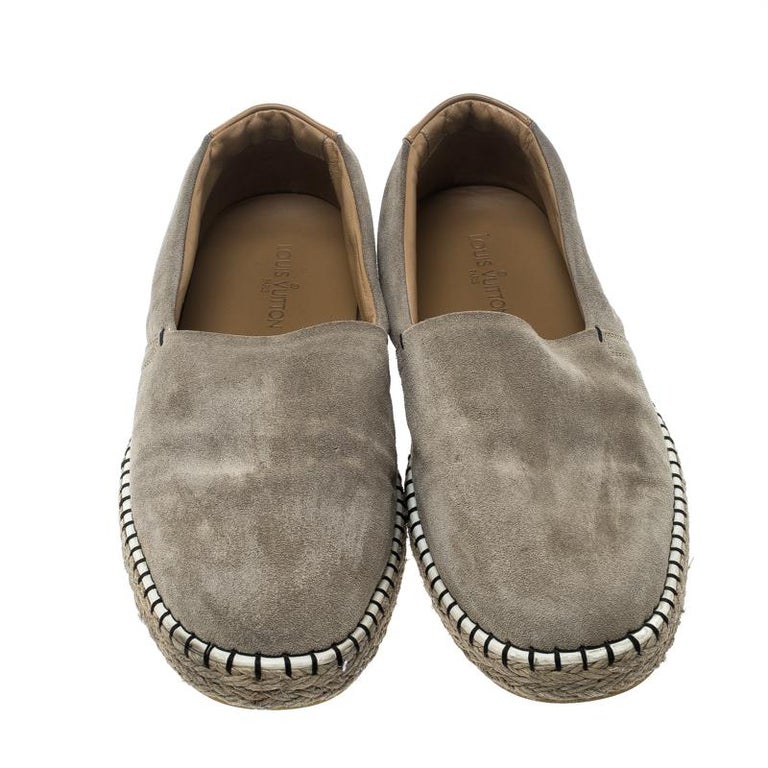 Louis Vuitton Beige Suede Slip On Espadrilles Size 44.5 For Sale at 1stDibs