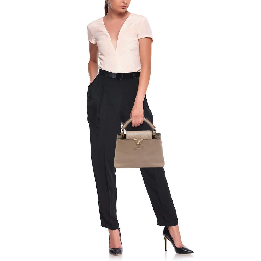 Louis Vuitton Beige Taurillon Leather Capucines BB Bag In Good Condition In Dubai, Al Qouz 2