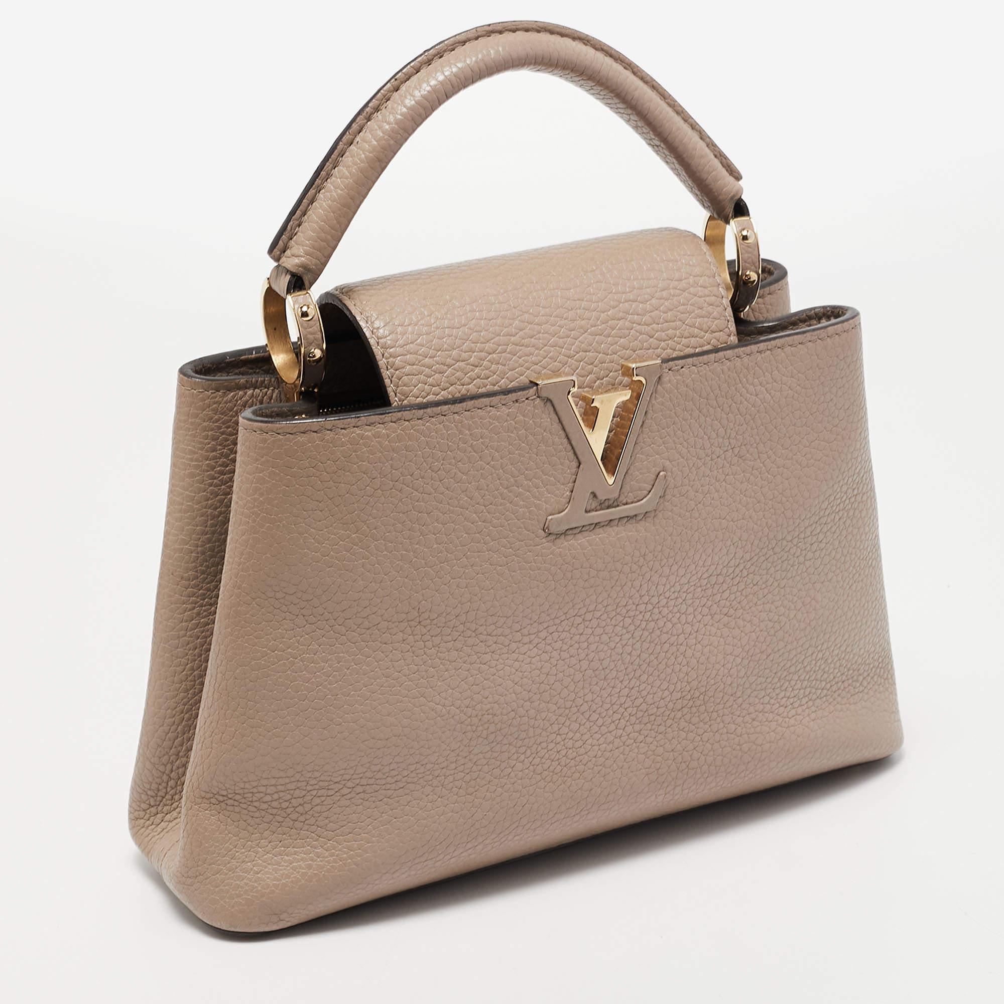 Women's Louis Vuitton Beige Taurillon Leather Capucines BB Bag
