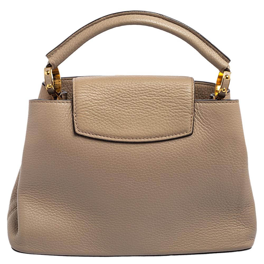 Women's Louis Vuitton Beige Taurillon Leather Capucines BB Bag