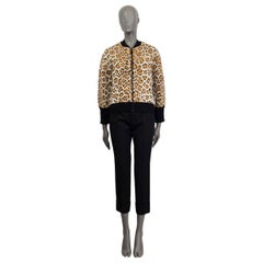 LOUIS VUITTON beige viscose LEOPARD JACQUARD KNIT BOMBER Jacket L