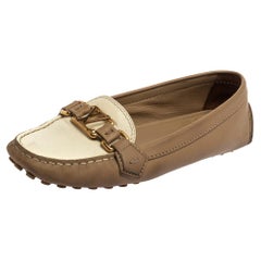 Louis Vuitton Oxford Loafers aus Leder in Beige/Weiß, Größe 39