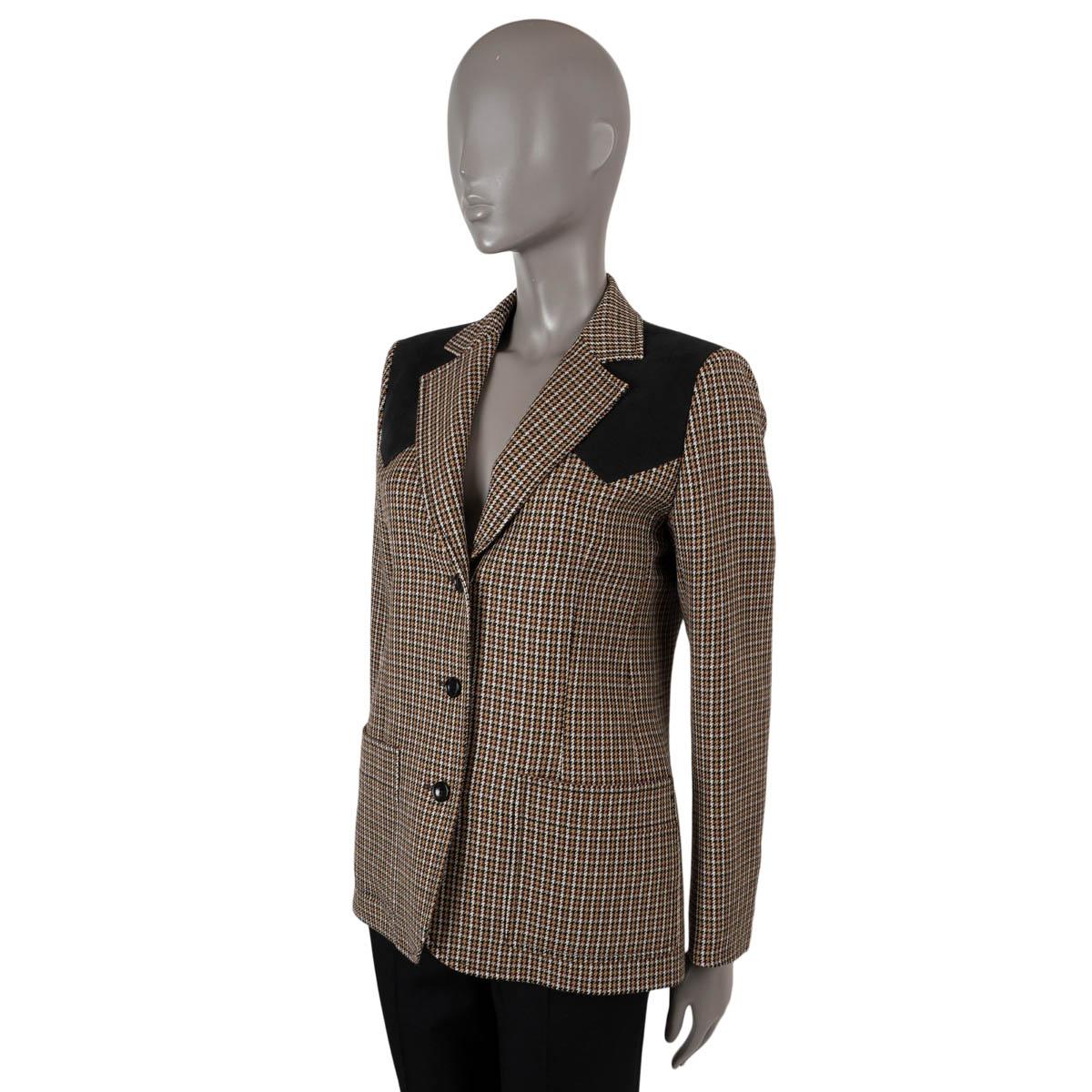 Women's LOUIS VUITTON beige wool 2014 HOUNDSTOOTH Blazer Jacket 40 M For Sale