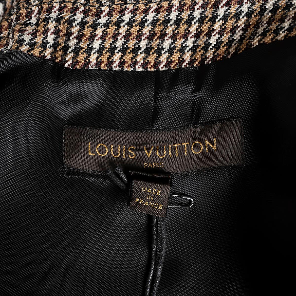 LOUIS VUITTON beige wool 2014 HOUNDSTOOTH Blazer Jacket 40 M For Sale 3