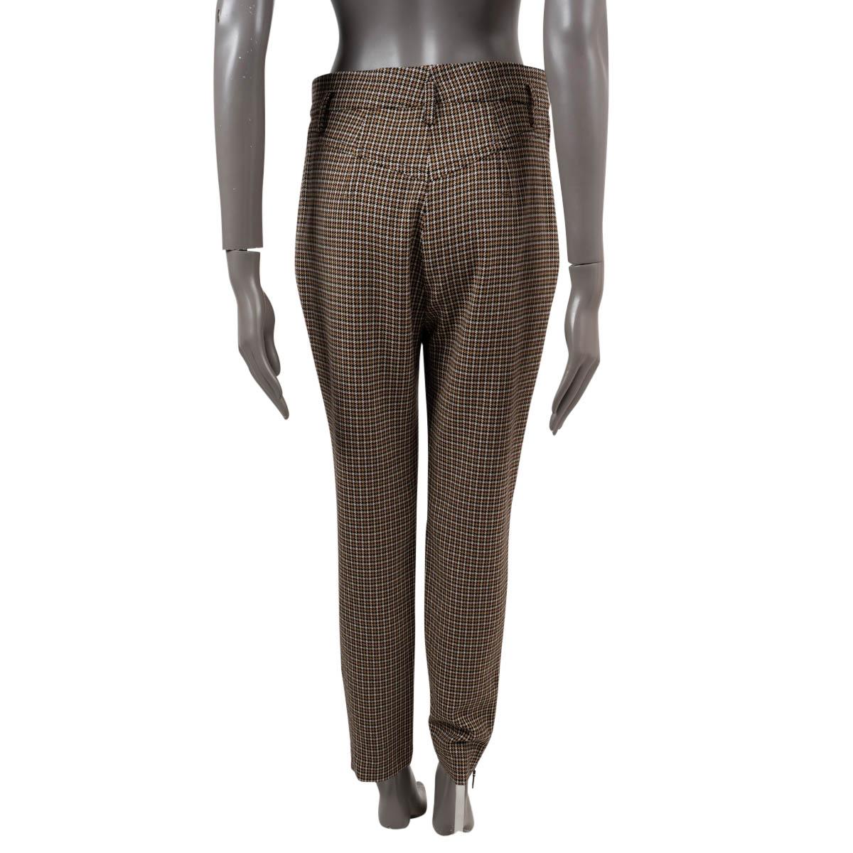 LOUIS VUITTON beige wool 2014 HOUNDSTOOTH TAPERED Pants 40 M In Excellent Condition For Sale In Zürich, CH