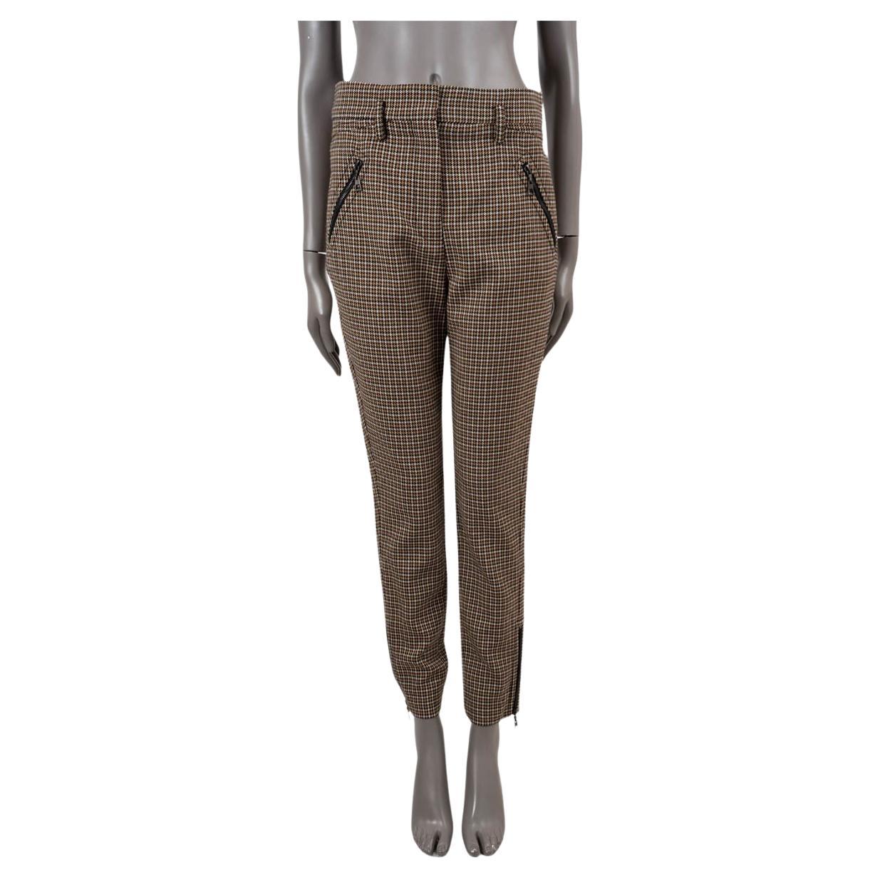 LOUIS VUITTON beige wool 2014 HOUNDSTOOTH TAPERED Pants 40 M For Sale