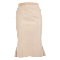 Louis Vuitton Beige Wool Flared Midi Pencil Skirt Size XS