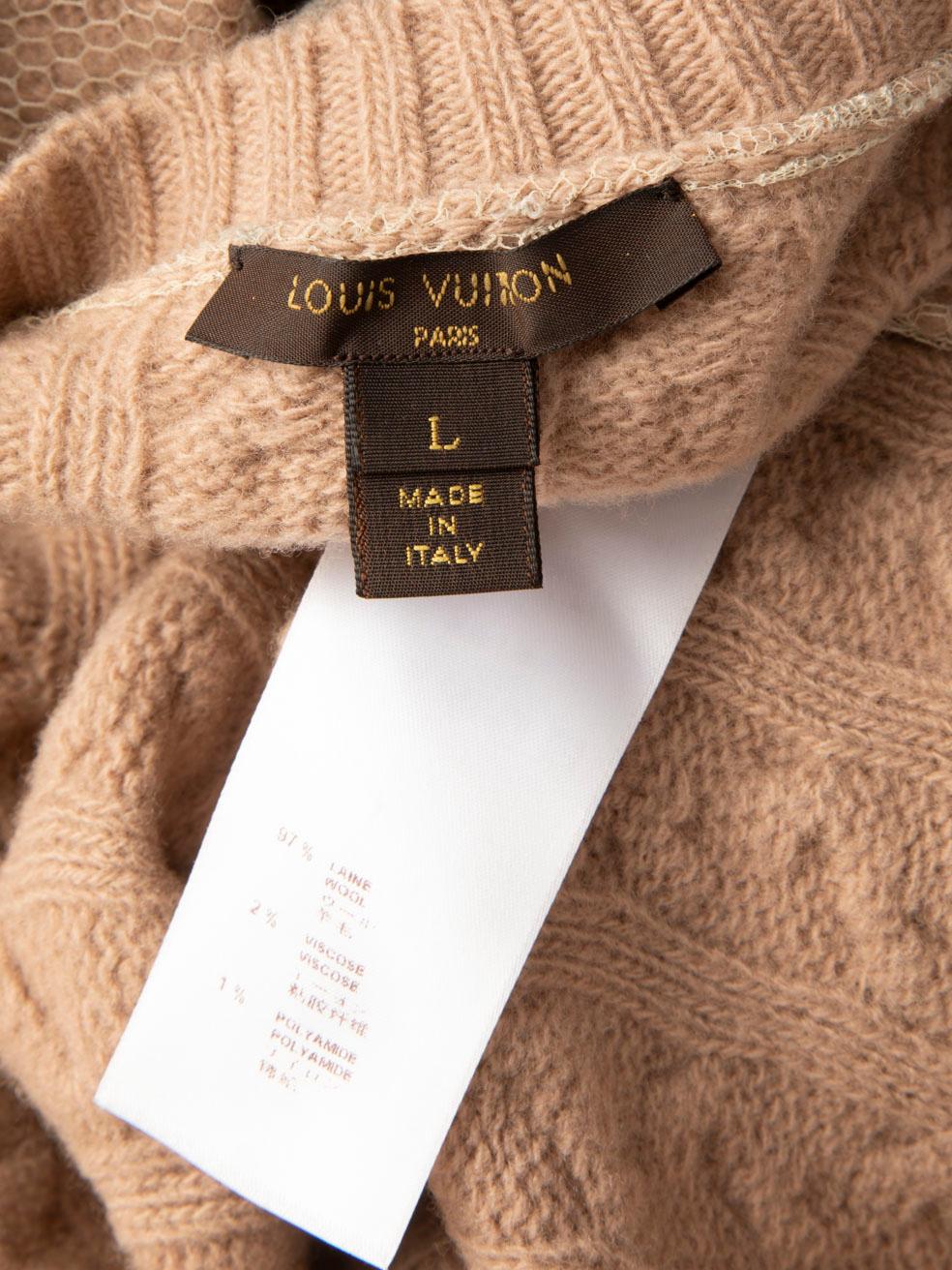 Louis Vuitton Beige Wool Lace Detail Knit Jumper Size L For Sale 1