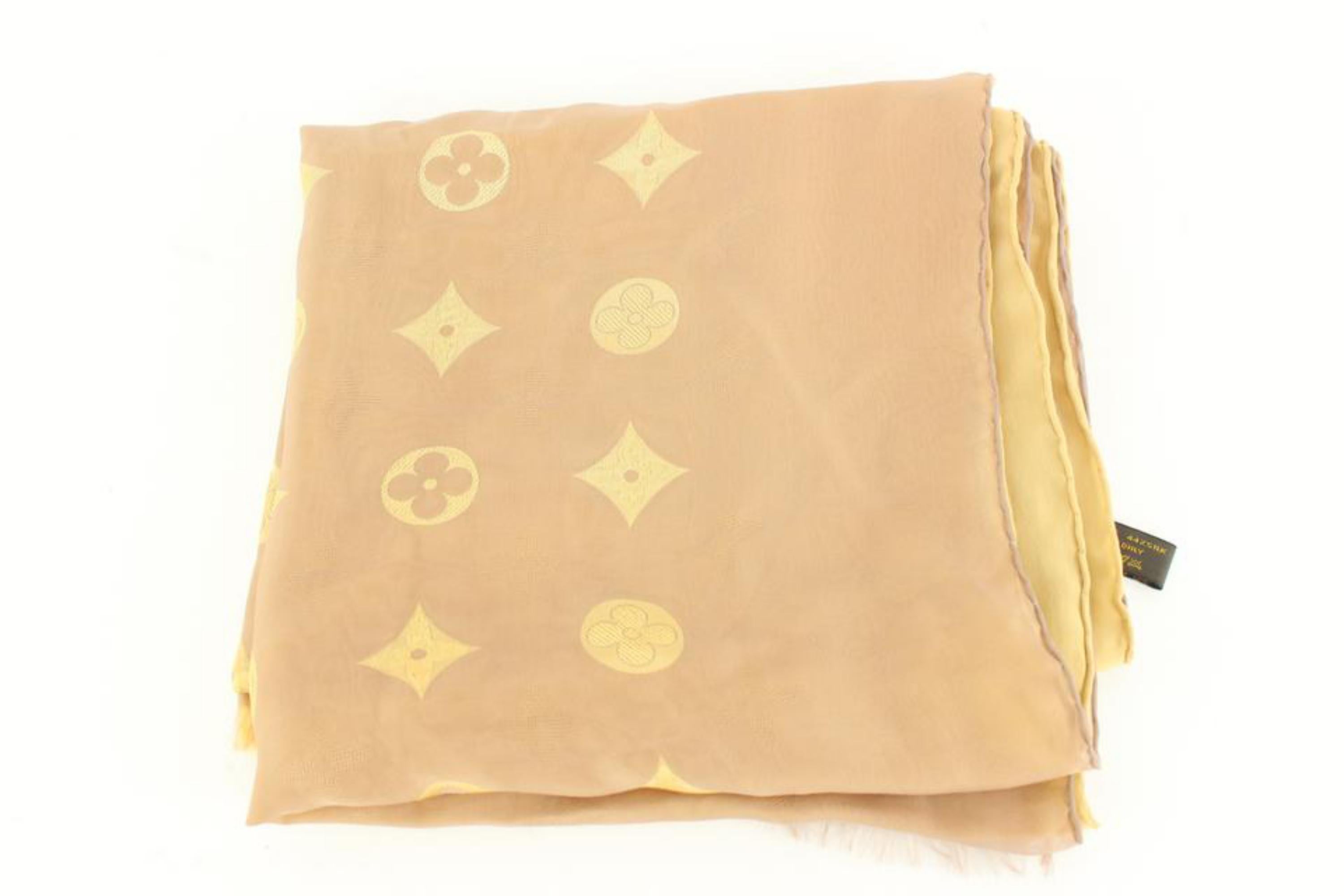 Women's Louis Vuitton Beige x Brown Silk Blend Scarf 32lk510s