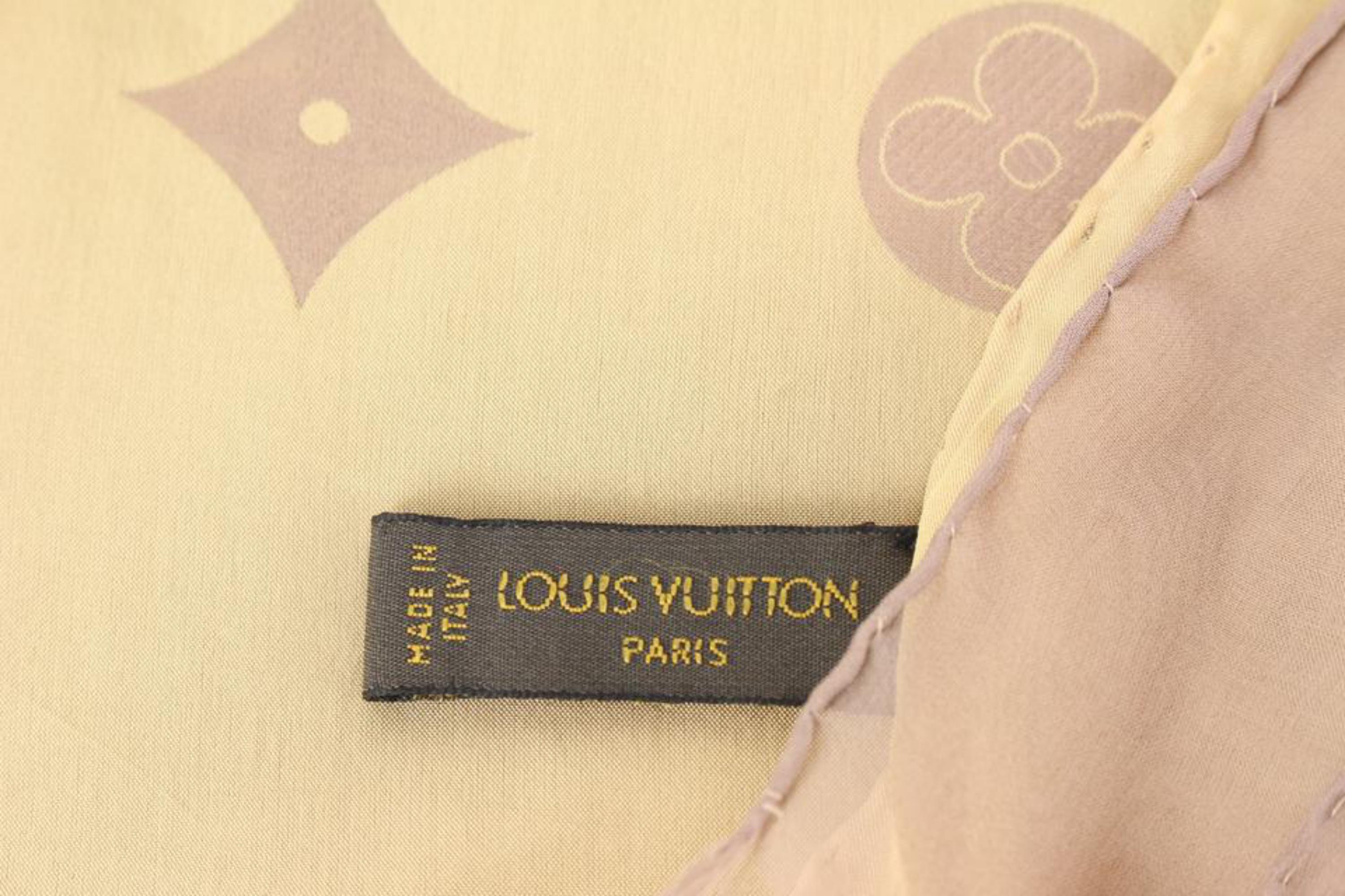 Louis Vuitton Beige x Brown Silk Blend Scarf 32lk510s 3