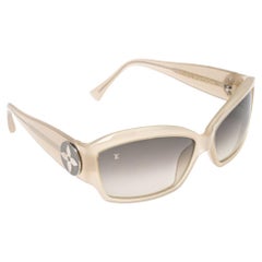 Louis Vuitton lunettes de soleil rectangulaires beiges Z0102E