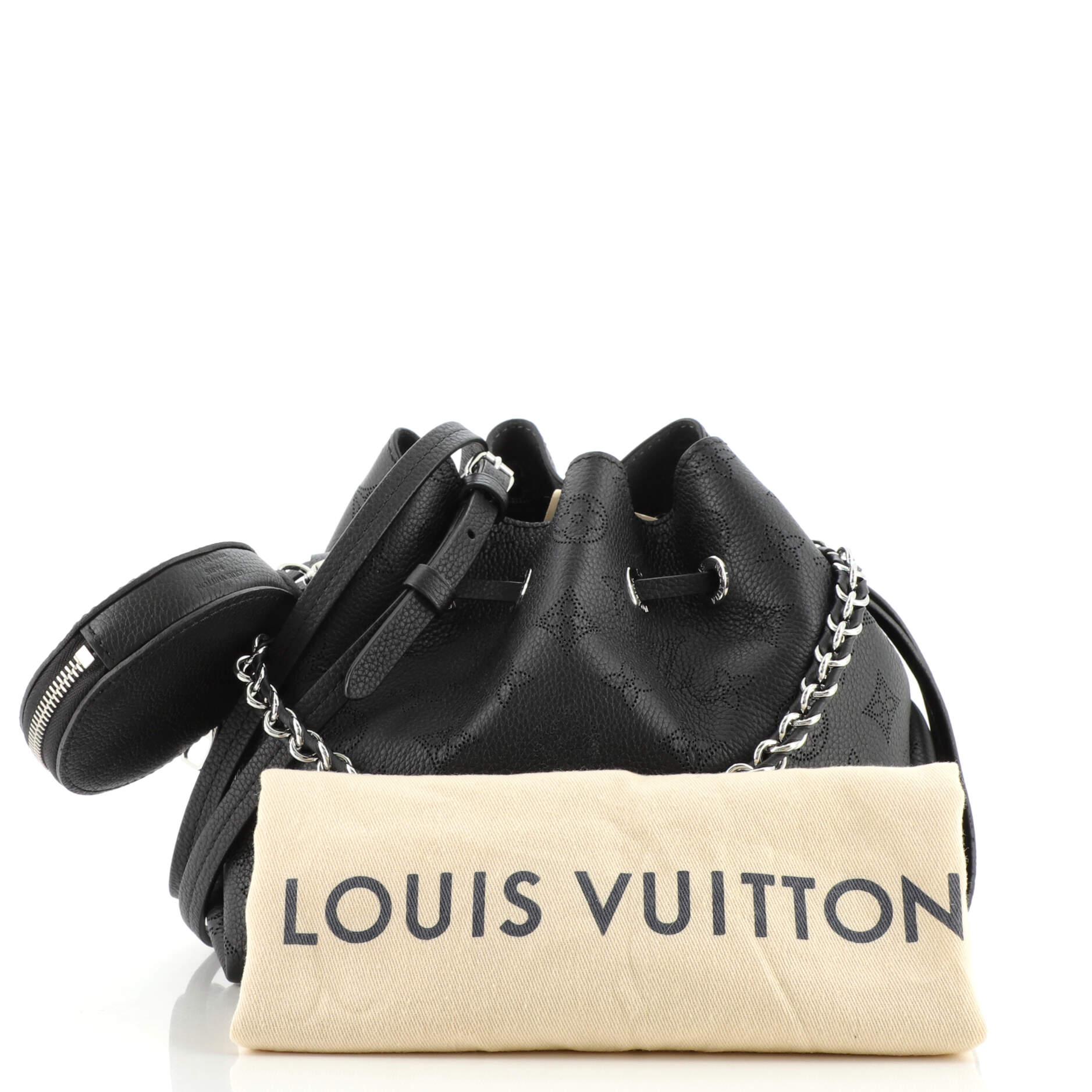 Louis Vuitton Grey, Metallic Monogram Mahina Bella Galet Bucket w/ Pouch