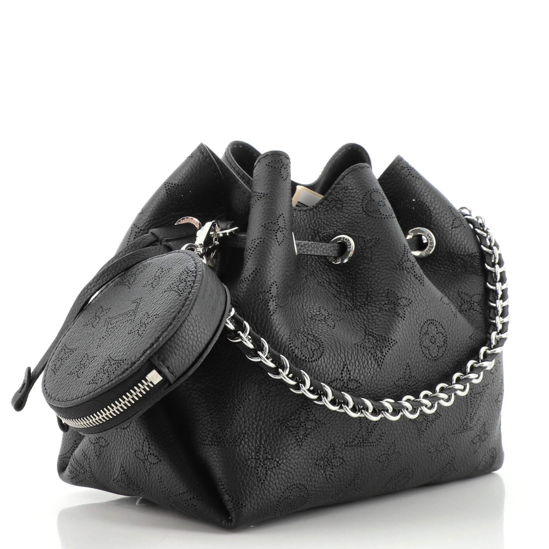 Black Louis Vuitton Bella Bucket Bag Mahina Leather