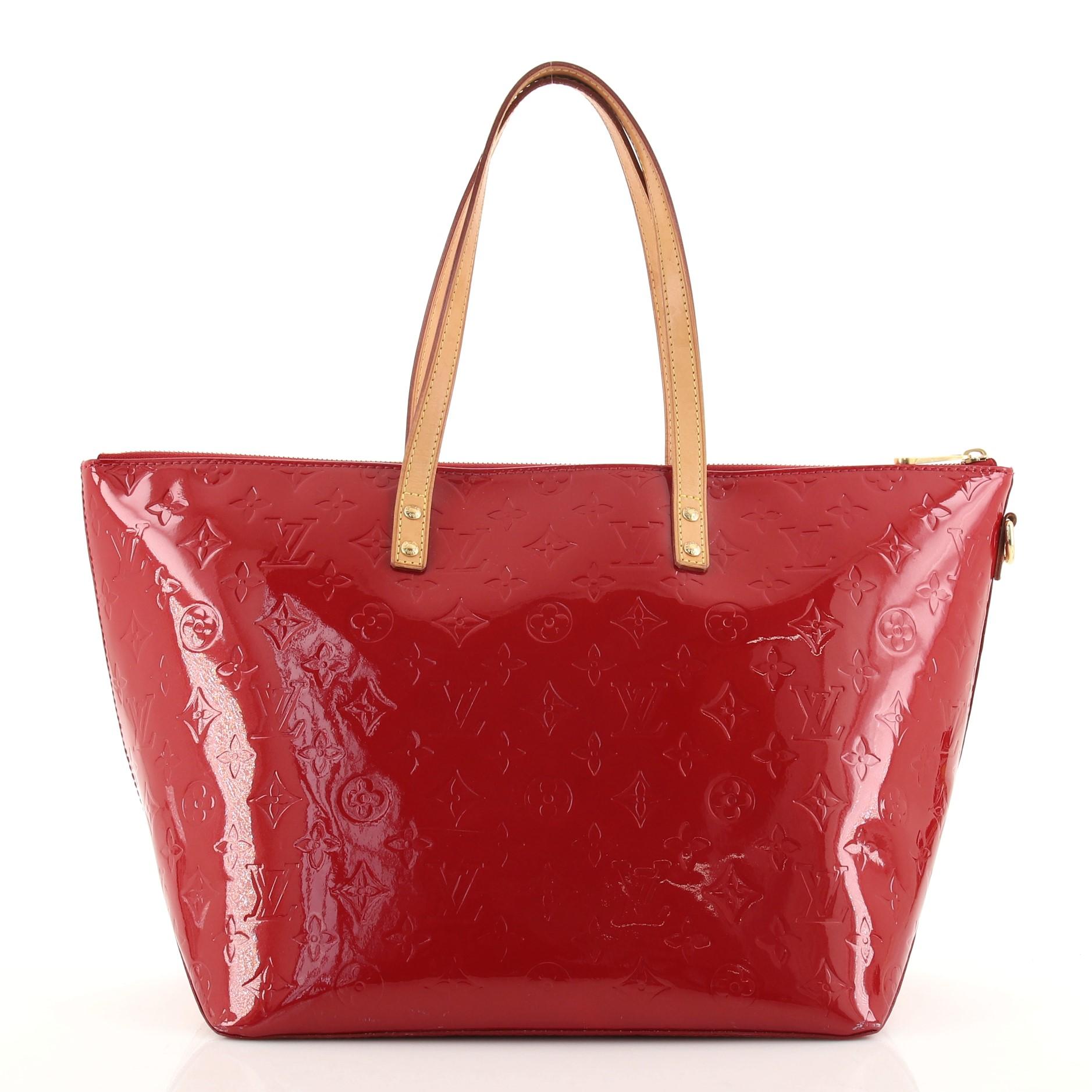 Red Louis Vuitton Bellevue Handbag Monogram Vernis GM
