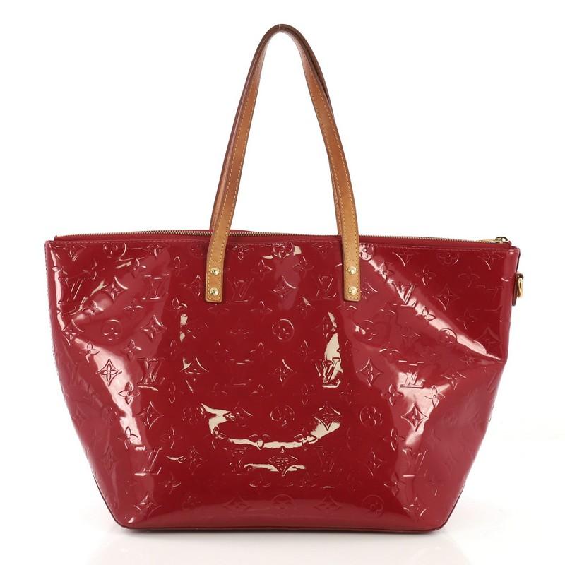Red Louis Vuitton Bellevue Handbag Monogram Vernis GM
