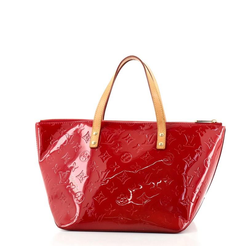 Red Louis Vuitton Bellevue Handbag Monogram Vernis PM