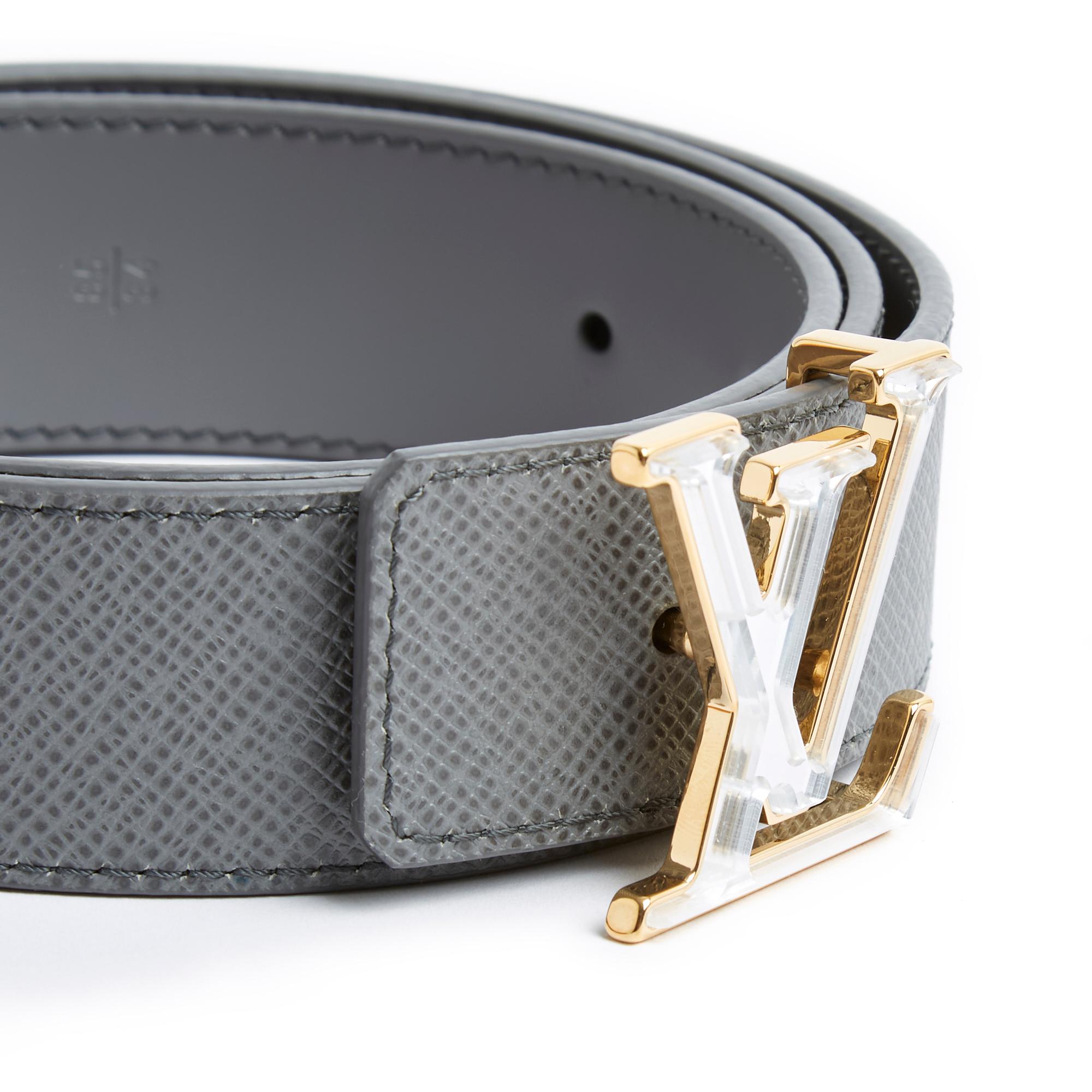 Louis Vuitton LV Shape Belt Embroidered 40MM Grey in Leather with