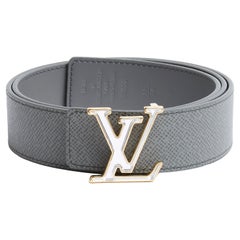 Louis Vuitton Belt Reversible T85 Grey Leather Golden LV Prism new