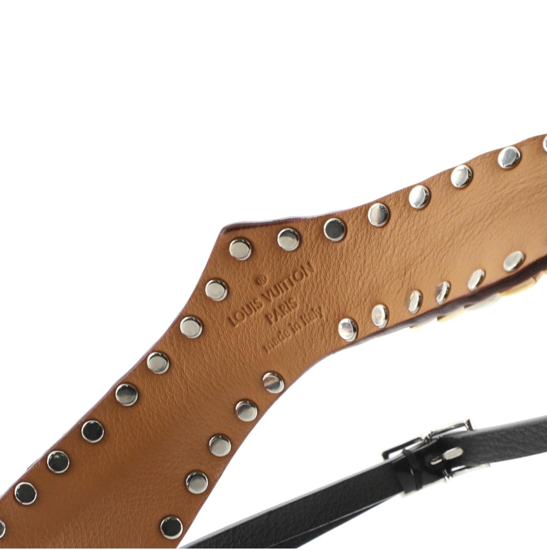 Louis Vuitton Belt Studded Leather Wide Black, Brown In Good Condition In Irvine, CA