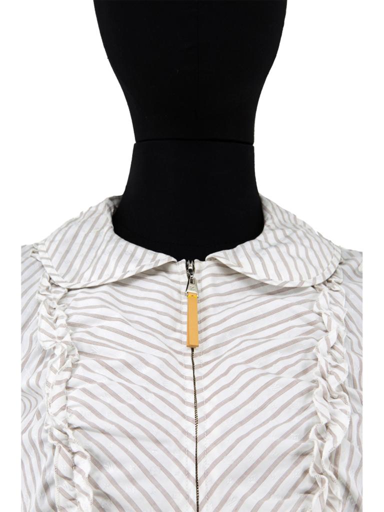 Gray Louis Vuitton Belted Pinstriped Dress