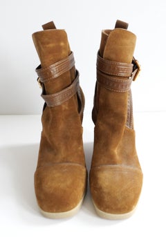 Louis Vuitton Belted Suede Ankle Boots