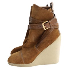 Louis Vuitton Belted Suede Ankle Boots
