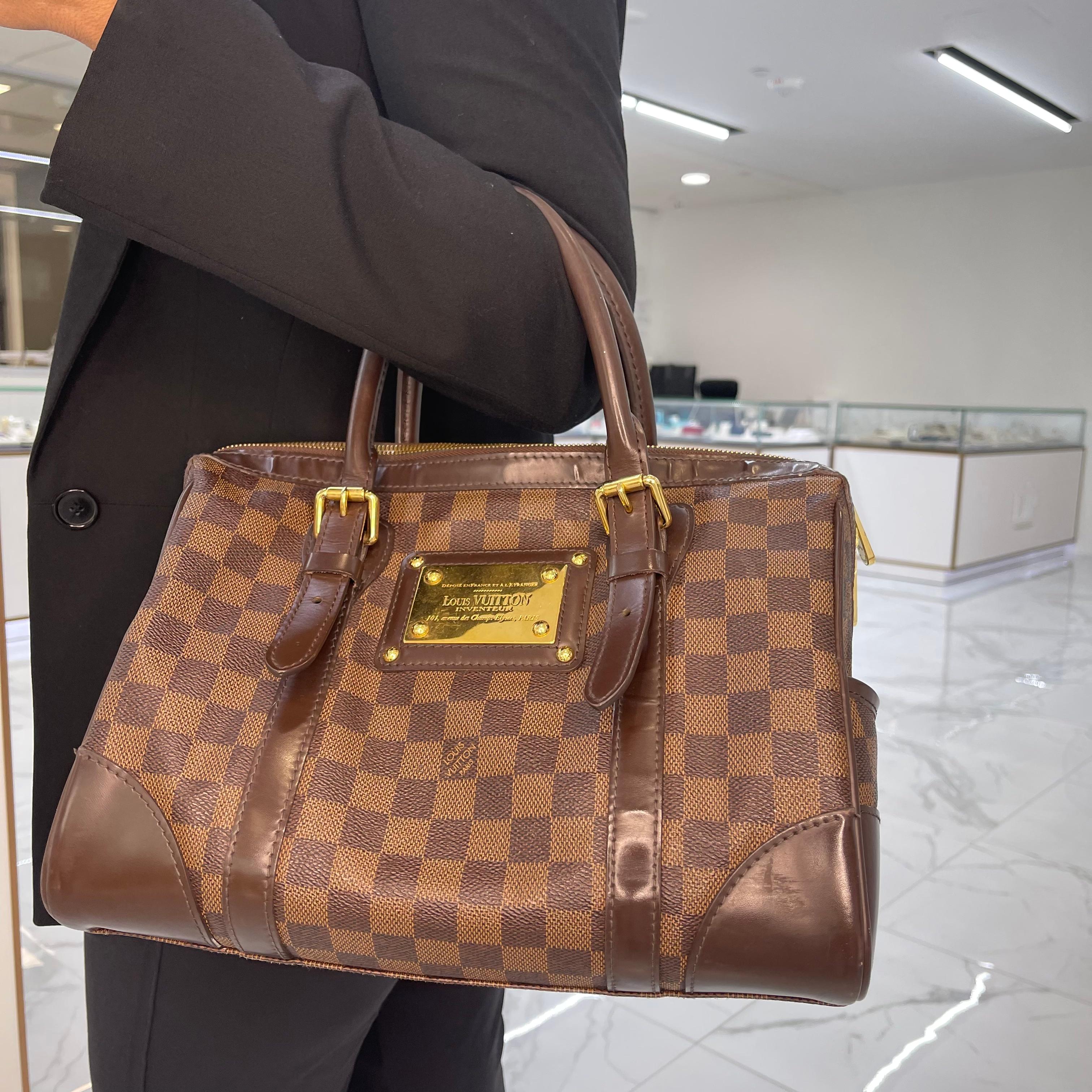 Louis Vuitton Berkeley Damier Ebene N52000 Ladies Leather Handbag For Sale 14