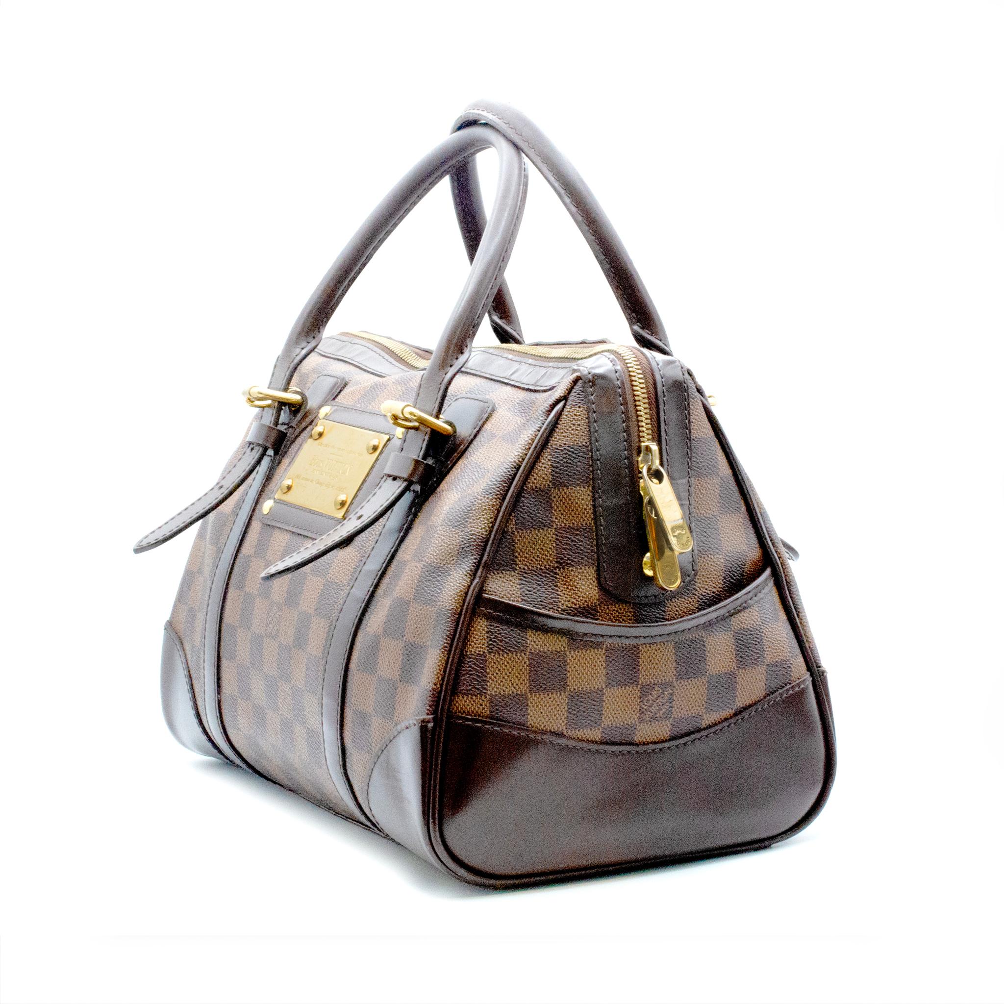 Louis Vuitton Berkeley Damier Ebene N52000 Ladies Leather Handbag In Excellent Condition For Sale In Houston, US