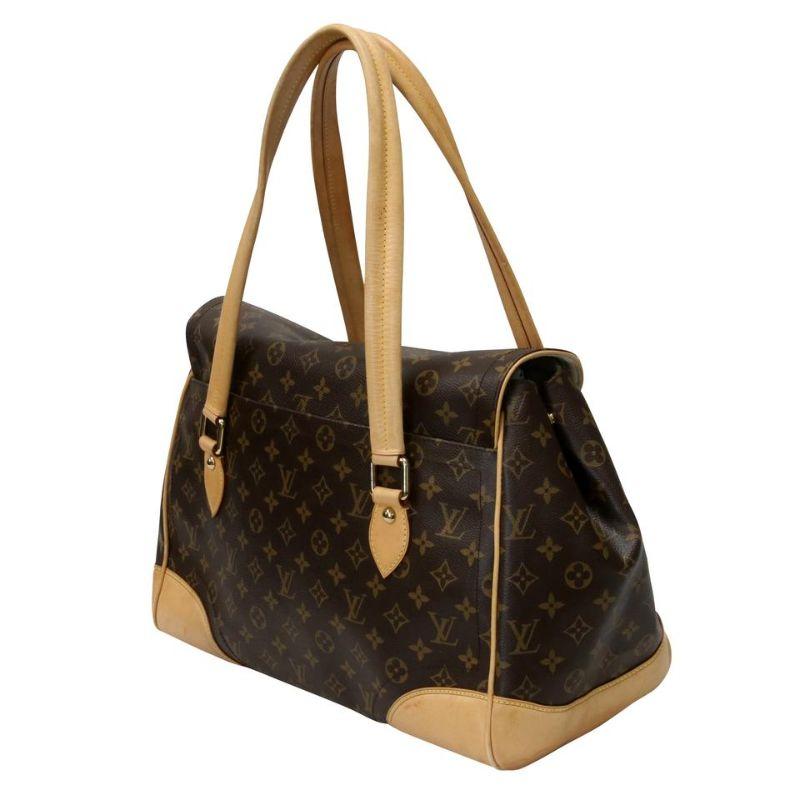 Noir Louis Vuitton Beverly GM Brown Monogram Canvas and Calfskin Shoulder Bag en vente