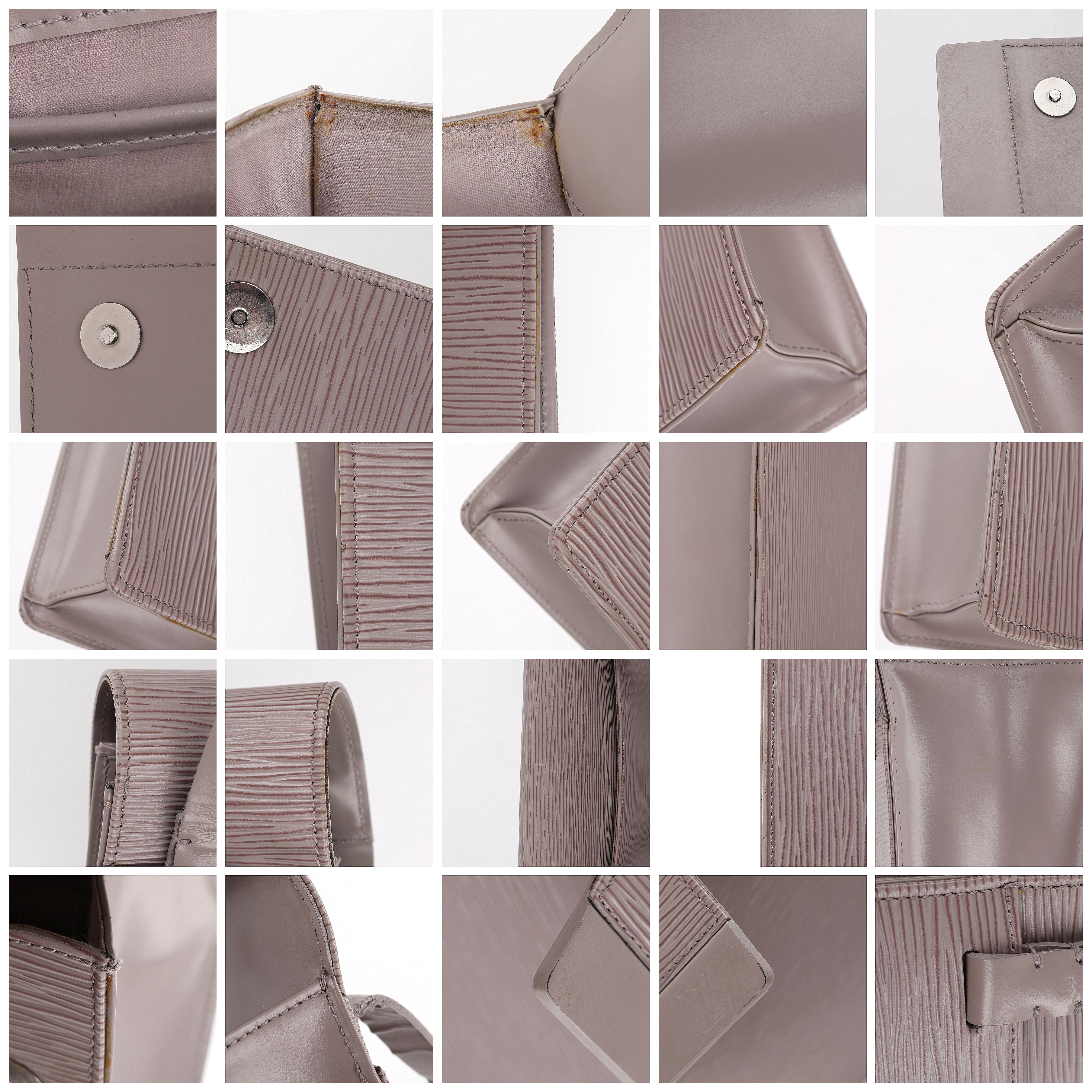 LOUIS VUITTON “Biarritz” Epi Leather Fold Over Top Lilac Shoulder Bag Crossbody 4