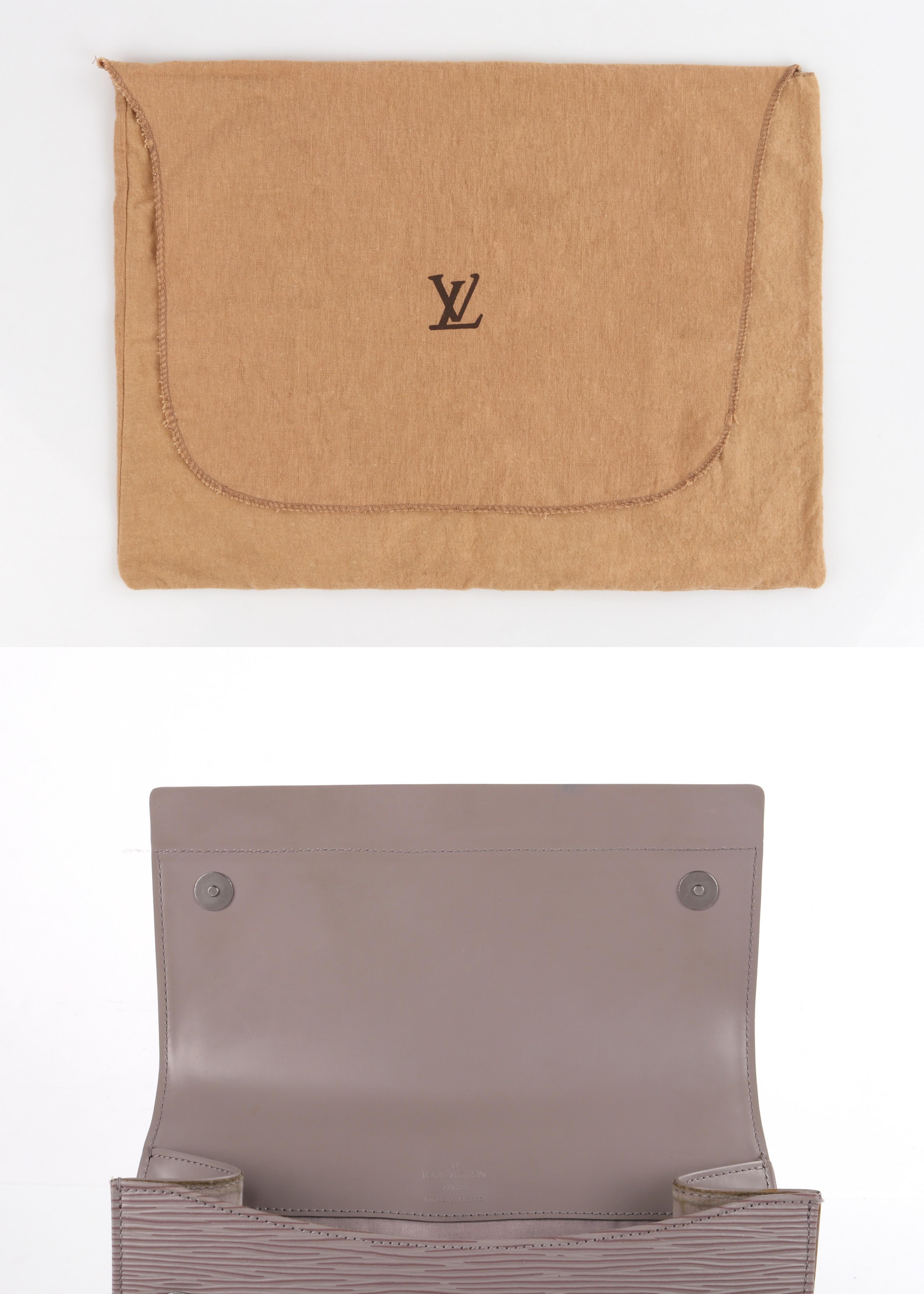 LOUIS VUITTON “Biarritz” Epi Leather Fold Over Top Lilac Shoulder Bag Crossbody 1