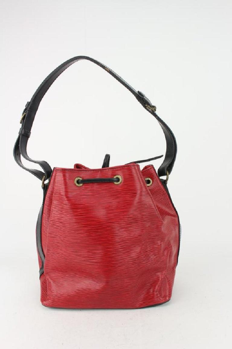 Louis+Vuitton+Petit+No%C3%A9+Black+Interior+Bucket+Bag+PM+Red+