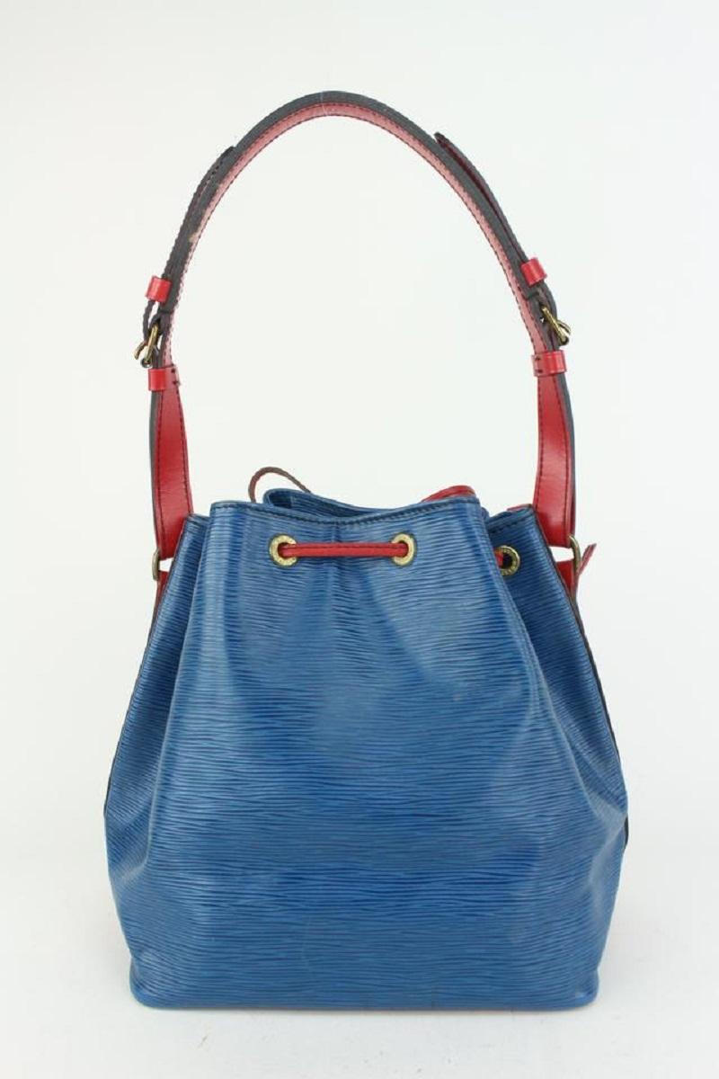 Women's Louis Vuitton Bicolor Blue Red Epi Leather Petit Noe Drawstring Bucket Hobo For Sale