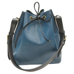 Vintage Louis Vuitton Bicolor Blue x Black Noe Petit Drawstring Bucket Hobo Bag 862959 