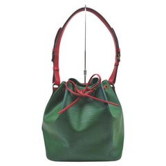 Vintage Louis Vuitton Bicolor Green x Red Petite Noe Drawstring Bucket Hobo Bag  862671