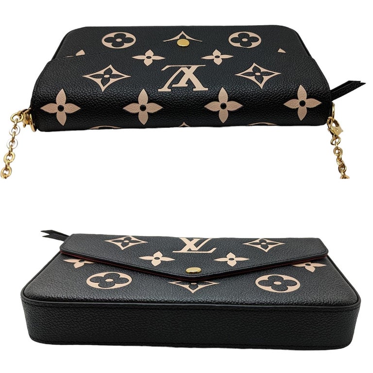 Louis Vuitton Bicolor--Felicie Pochette Empriente Monogram Crossbody  Bag--BLACK