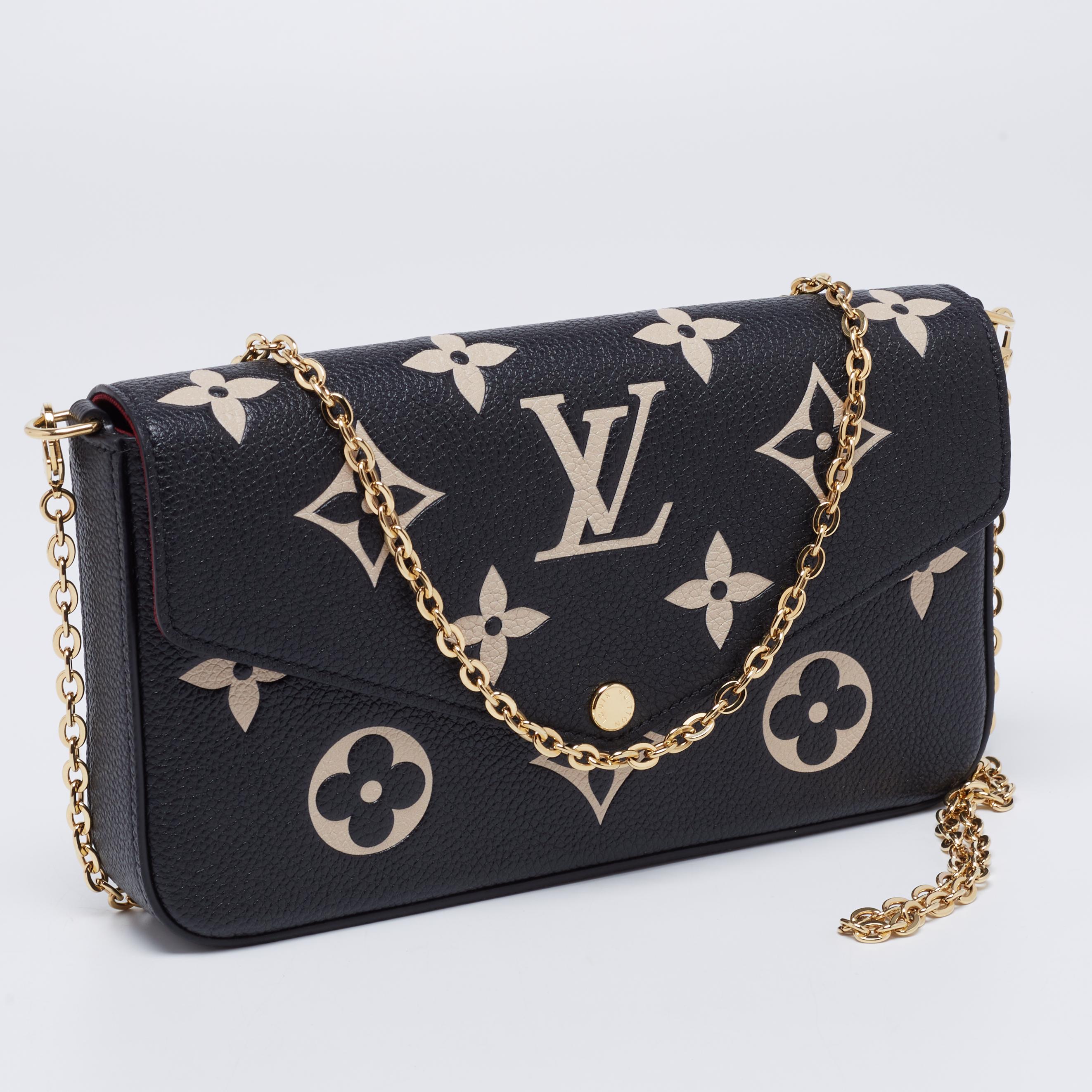 Louis Vuitton Bicolor Monogram Empreinte Leather Felicie Pochette In Good Condition In Dubai, Al Qouz 2