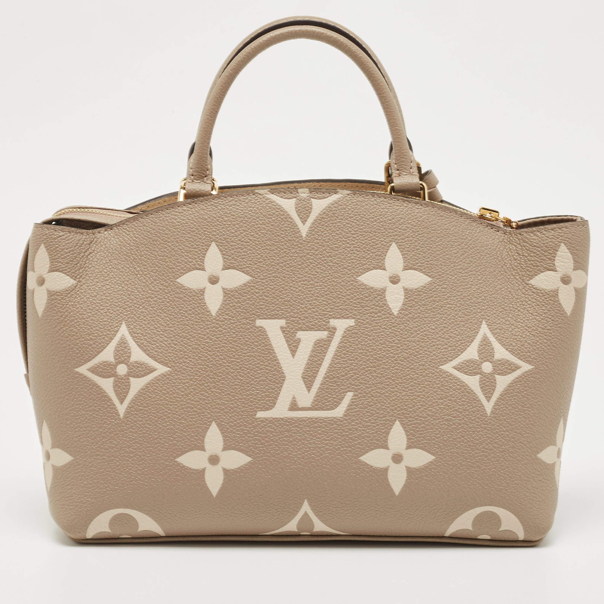 Brown Louis Vuitton Bicolor Monogram Empriente Leather Petite Palais Bag For Sale