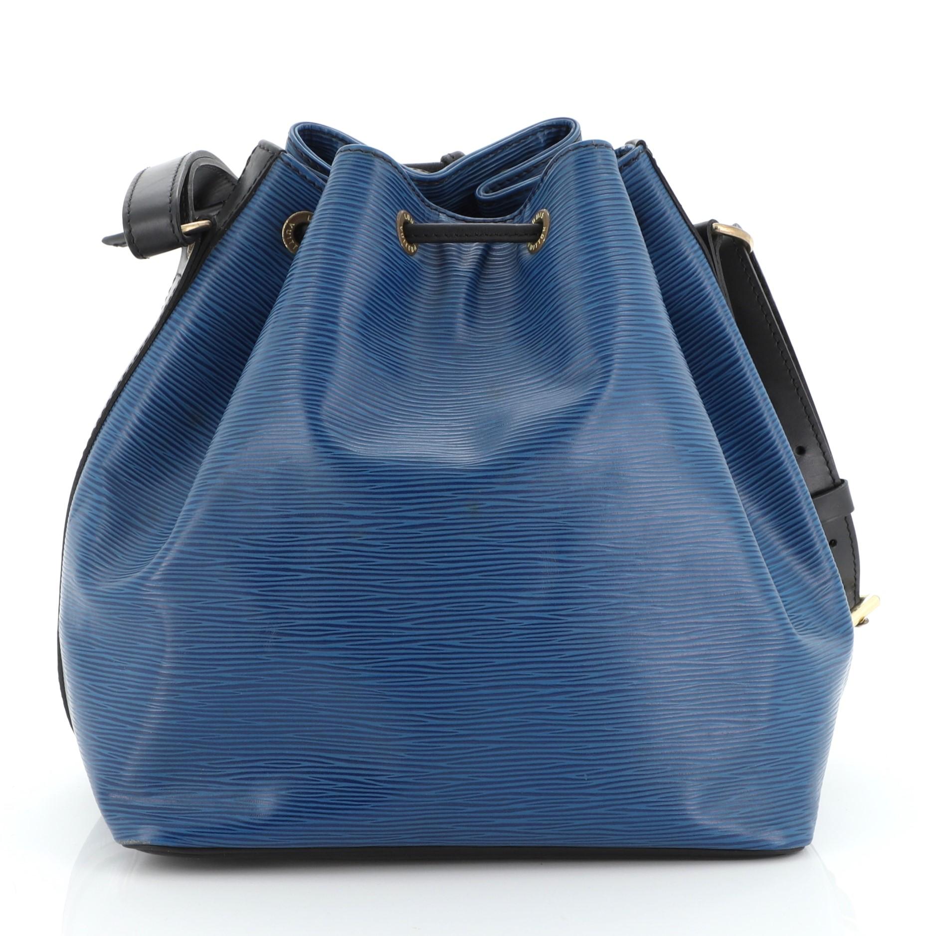 Blue Louis Vuitton Bicolor Petit Noe Handbag Epi Leather 